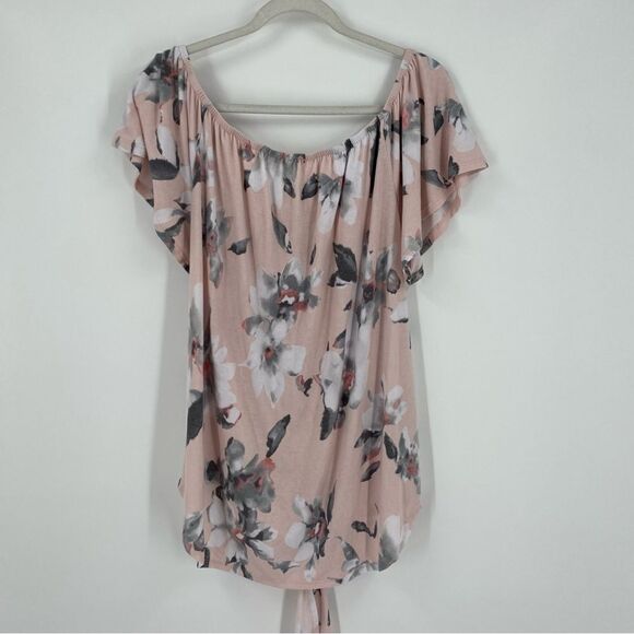 Sweet Lovely Women’s Off the Shoulders Tie Front Floral Blouse size 1XL - Picture 3 of 3